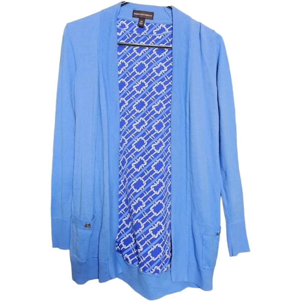 Dana Buchman blue open front cardigan. Size XS